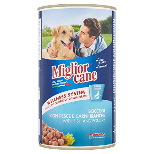 Migliorcane Chunks Nassfutter für Hunde (100% Made in Italy, Hauptzutat: Fisch und Geflügel, Hundefutter nass, hochwertiger Hundesnack, Portionsgröße: 1250 g) von Miglior Cane