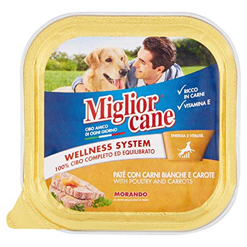 Migliorcane Pastete Nassfutter für Hunde (100% Made in Italy, Hauptzutat: Geflügel und Karotten, Hundefutter nass, hochwertiger Hundesnack, Portionsgröße: 150 g) von Miglior Cane