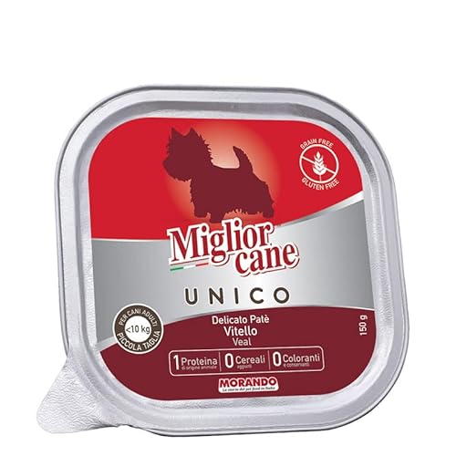 Migliorcane UNICO Pastete Nassfutter für Hunde (, 100% Made in Italy, Hauptzutat: Kalbfleisch, Hundefutter nass, hochwertiger Hundesnack, Portionsgröße: 150 g) von Miglior Cane