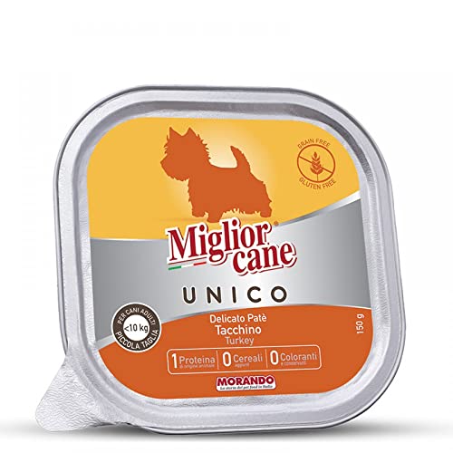 Migliorcane UNICO Pastete Nassfutter für Hunde (, 100% Made in Italy, Hauptzutat: Truthahn, Hundefutter nass, hochwertiger Hundesnack, Portionsgröße: 150 g) von Miglior Cane