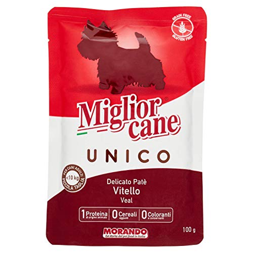 Migliorcane Unico Pastete Nassfutter für Hunde (, 100% Made in Italy, Hauptzutat: Kalbfleisch, Hundefutter nass, hochwertiger Hundesnack, Portionsgröße: 100 g) von Miglior Cane