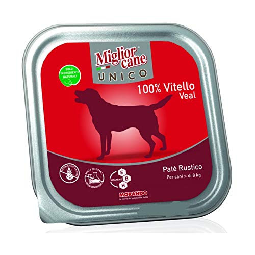 Migliorcane Unico Pastete Nassfutter für Hunde (, 100% Made in Italy, Hauptzutat: Kalbfleisch, Hundefutter nass, hochwertiger Hundesnack, Portionsgröße: 300 g) von Miglior Cane