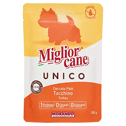 Migliorcane Unico Pastete Nassfutter für Hunde (, 100% Made in Italy, Hauptzutat: Pastete Pute, Hundefutter nass, hochwertiger Hundesnack, Portionsgröße: 100 g) von Miglior Cane