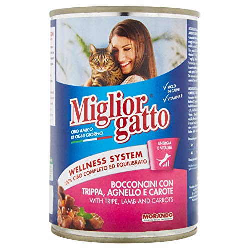 Migliorgatto Katzensnacks mit Kuttel, Lamm und Karotte, Alleinfutter, 405 g, 24 Stück [9720 g] von Miglior Gatto