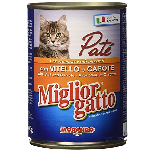 Migliorgatto Classic Pastete Nassfutter für Katzen (100% Made in Italy, Katzennassfutter, Hauptzutat: Kalbfleisch und Karotten, Nassfutter Katze, Portionsgröße: 400 g) von Miglior Cane