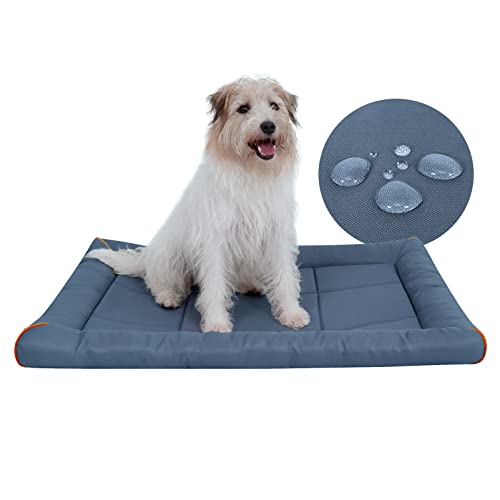 Miguel Outdoor Wasserdichtes Hundebett für Metallhundekäfige Wasserabweisende Oxford Allwetter Haustiermatte Strapazierfähig Leicht abwischbar Reise Innen und Außenwelpe Katzenbett(76cm/30inch Blau) von Miguel