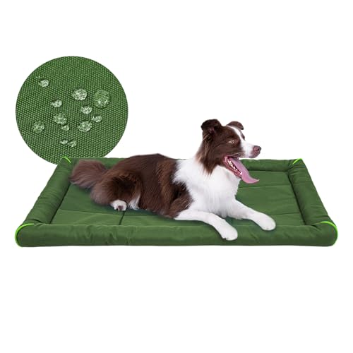 Miguel Outdoor Wasserdichtes Hundebett für Metallhundekäfige Wasserabweisende Oxford Allwetter Haustiermatte Strapazierfähig Leicht abwischbar Reise Innen und Außenwelpe Katzenbett(102cm/40inch Grün) von Miguel