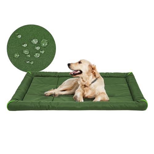 Miguel Outdoor Wasserdichtes Hundebett für Metallhundekäfige Wasserabweisende Oxford Allwetter Haustiermatte Strapazierfähig Leicht abwischbar Reise Innen und Außenwelpe Katzenbett(107cm/42inch Grün) von Miguel