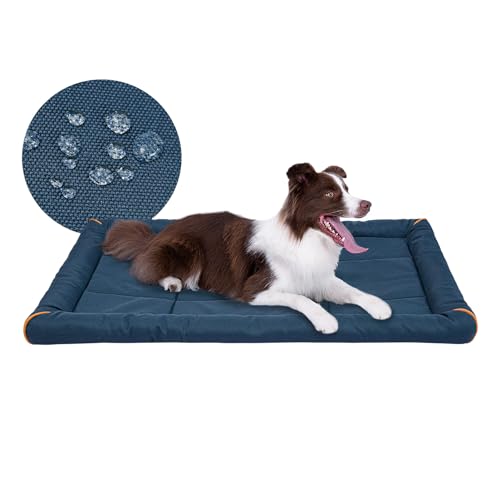 Miguel Outdoor Wasserdichtes Hundebett für Metallhundekäfige Wasserabweisende Oxford Allwetter Haustiermatte Strapazierfähig Leicht abwischbar Reise Innen Außenwelpe Katzenbett(102cm/40in Dunkel blau) von Miguel