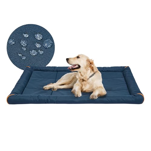 Miguel Outdoor Wasserdichtes Hundebett für Metallhundekäfige Wasserabweisende Oxford Allwetter Haustiermatte Strapazierfähig Leicht abwischbar Reise Innen Außenwelpe Katzenbett(107cm/42in Dunkel blau) von Miguel