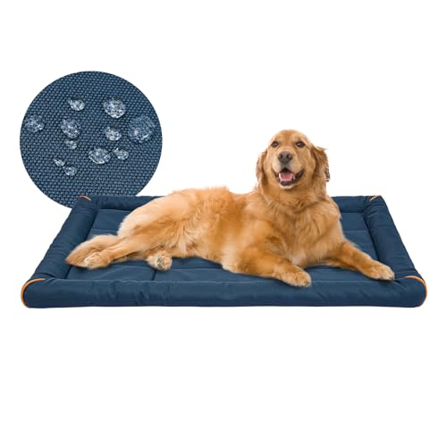 Miguel Outdoor Wasserdichtes Hundebett für Metallhundekäfige Wasserabweisende Oxford Allwetter Haustiermatte Strapazierfähig Leicht abwischbar Reise Innen Außenwelpe Katzenbett(122cm/48in Dunkel blau) von Miguel