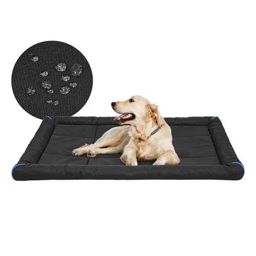 Miguel Outdoor Wasserdichtes Hundebett für Metallhundekäfige Wasserabweisende Oxford Allwetter Haustiermatte Strapazierfähig Leicht abwischbar Reise Innen Außenwelpe Katzenbett(107cm/42inch Schwarz) von Miguel