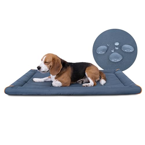 Miguel Outdoor Wasserdichtes Hundebett für Metallhundekäfige Wasserabweisende Oxford Allwetter Haustiermatte Strapazierfähig Leicht abwischbar Reise Innen und Außenwelpe Katzenbett(91cm/36inch Blau) von Miguel