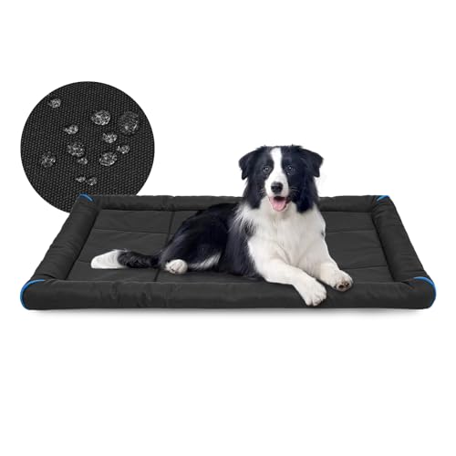 Miguel Outdoor Wasserdichtes Hundebett für Metallhundekäfige Wasserabweisende Oxford Allwetter Haustiermatte Strapazierfähig Leicht abwischbar Reise Innen Außenwelpe Katzenbett(102cm/40inch Schwarz) von Miguel