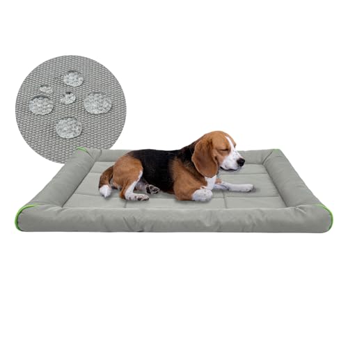 Miguel Outdoor Wasserdichtes Hundebett für Metallhundekäfige Wasserabweisende Oxford Allwetter Haustiermatte Strapazierfähig Leicht abwischbar Reise Innen und Außenwelpe Katzenbett(91cm/36inch Grau) von Miguel