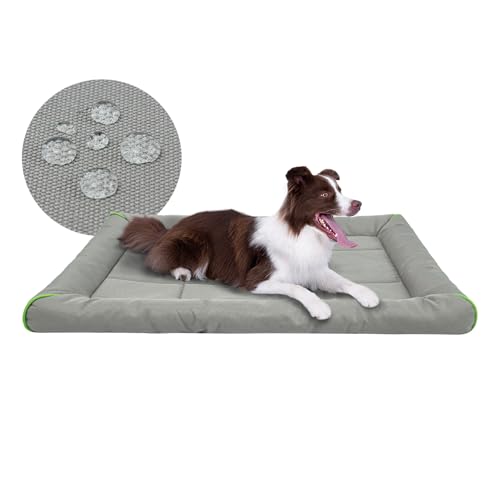 Miguel Outdoor Wasserdichtes Hundebett für Metallhundekäfige Wasserabweisende Oxford Allwetter Haustiermatte Strapazierfähig Leicht abwischbar Reise Innen und Außenwelpe Katzenbett(102cm/40inch Grau) von Miguel