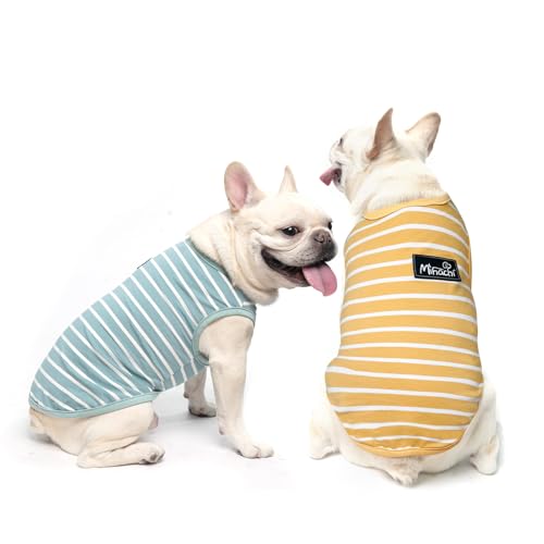 MIHACHI Hunde-Shirts, Hundekleidung, 2er-Pack für kleine und mittelgroße Hunde – atmungsaktiv, leicht, Baumwolle, ärmellose Weste, Tank-Tops für Sommer, Welpen, Katzen, Jungen, Mädchen von Mihachi