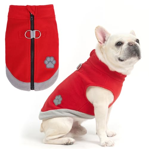 Mihachi Hunde-Fleece-Weste, Pullover, mit Reißverschluss, warmer Pullover, Step-in-Hundejacke mit integriertem Geschirr, für den Winter, kaltes Wetter, reflektierender Mantel, Kleidung, von Mihachi