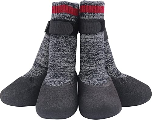 Mihachi Hundesocken, Gummisohle, Pfotenschutz mit Klettverschlüssen, Traktionskontrolle, rutschfest, wasserdicht, Stiefel, Winterpfotenschutz von Mihachi