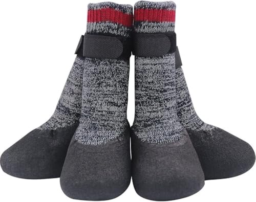 Mihachi Hundesocken, Gummisohle, Pfotenschutz mit Riemen, Traktionskontrolle, rutschfest, wasserdicht, Stiefel, Winterpfotenschutz von Mihachi