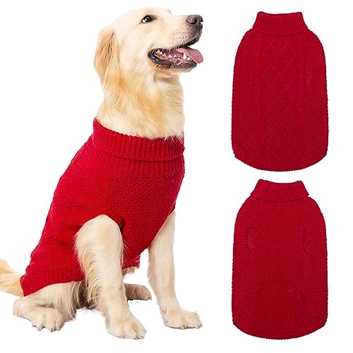 Mihachi Rollkragenpullover für Hunde, Wintermantel, Klassische Zopfstrickkleidung mit Loch für die Leine für kaltes Wetter von Mihachi