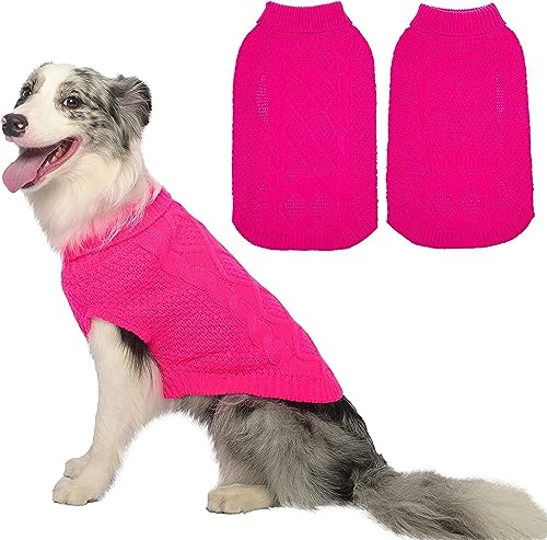 Mihachi Rollkragen-Hundepullover – Wintermantel Bekleidung Klassische Zopfstrickkleidung mit Loch für die Leine für kaltes Wetter, ideales Geschenk für Haustier im Neujahr von Mihachi