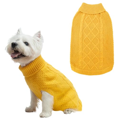 Mihachi Rollkragenpullover für Hunde – Wintermantel, klassische Zopfstrickkleidung mit Loch für die Leine für kaltes Wetter, ideales Geschenk für Haustiere zu Neujahr von Mihachi