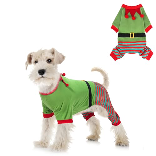 Mihachi Weihnachtlicher Hunde-Pyjama für kleine bis große Hunde, Jungen und Mädchen, weicher Haustier-Pyjama, Winter, warm, Jammies, Hundepullover, dehnbar, Weihnachtselfe, Clown, Welpen-Einteiler, von Mihachi