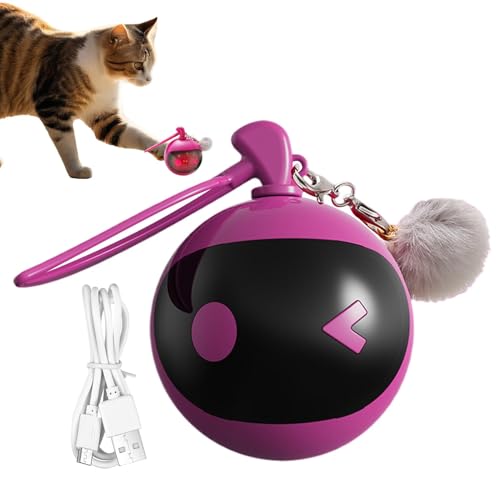 Mihauuke Elektrischer interaktiver Katzenspielzeugball, automatisch bewegliches Ballspielzeug - Intelligentes Katzenballspielzeug mit LED-Lichtern,Indoor Kitten Automatisches Ball-Interaktives Spiel von Mihauuke