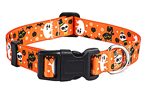 Mihqy Halloween Hundehalsband, Verstellbares, Weich & Komfort Hunde Halsband für Kleine Mittlere Große Hunde Welpen Katzen（Halloween,L von Mihqy