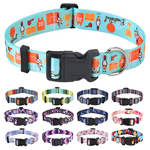 Mihqy Hundehalsband, Verstellbares, Weich & Komfort Hunde Halsband, Böhmisches, Blumen, geometrisches, Stammes Design, für Kleine, Mittlere und Große Hunde(Basketball,L) von Mihqy