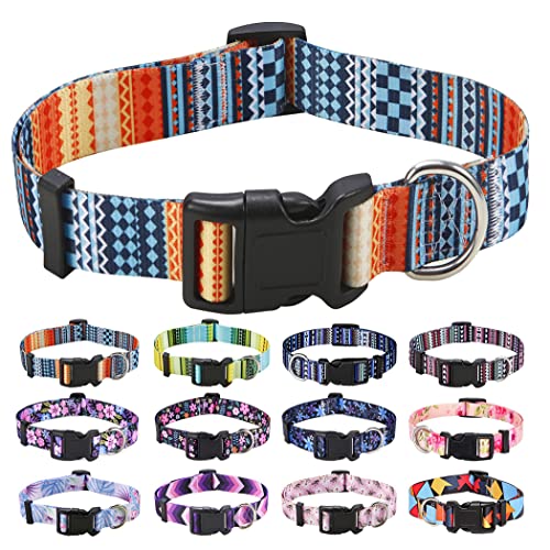 Mihqy Hundehalsband, Verstellbares, Weich & Komfort Hunde Halsband, Böhmisches, Blumen, geometrisches, Stammes Design, für Kleine, Mittlere und Große Hunde(Böhmische Orange,XS) von Mihqy