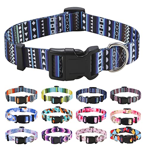 Mihqy Hundehalsband, Verstellbares, Weich & Komfort Hunde Halsband, Böhmisches, Blumen, geometrisches, Stammes Design, für Kleine, Mittlere und Große Hunde(Böhmisches Blau,XS) von Mihqy