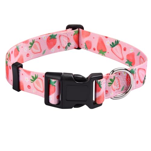 Mihqy Hundehalsband, Verstellbares, Weich & Komfort Hunde Halsband, Böhmisches, Blumen, geometrisches, Stammes Design, für Kleine, Mittlere und Große Hunde(Erdbeere,S) von Mihqy