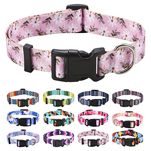 Mihqy Hundehalsband, Verstellbares, Weich & Komfort Hunde Halsband, Böhmisches, Blumen, geometrisches, Stammes Design, für Kleine, Mittlere und Große Hunde(Kleine weiße Blüten,XS) von Mihqy