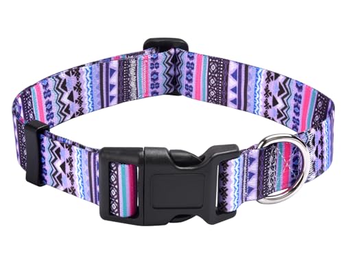 Mihqy Hundehalsband, Verstellbares, Weich & Komfort Hunde Halsband, Böhmisches, Blumen, geometrisches, Stammes Design, für Kleine, Mittlere und Große Hunde(Lila Böhmen,XS) von Mihqy