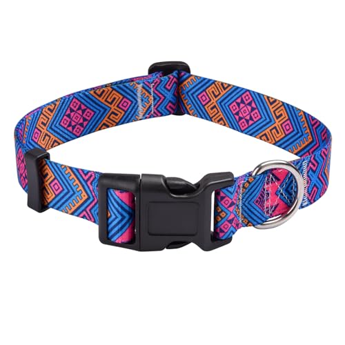 Mihqy Hundehalsband, Verstellbares, Weich & Komfort Hunde Halsband, Böhmisches, Blumen, geometrisches, Stammes Design, für Kleine, Mittlere und Große Hunde(Orange Ethnic Style,S) von Mihqy