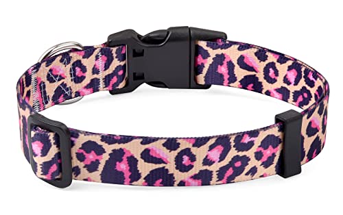 Mihqy Hundehalsband, Verstellbares, Weich & Komfort Hunde Halsband, Böhmisches, Blumen, geometrisches, Stammes Design, für Kleine, Mittlere und Große Hunde(Rosa Leopard,S) von Mihqy