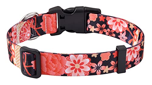 Mihqy Hundehalsband, Verstellbares, Weich & Komfort Hunde Halsband, Böhmisches, Blumen, geometrisches, Stammes Design, für Kleine, Mittlere und Große Hunde(Rote Blume A,M) von Mihqy