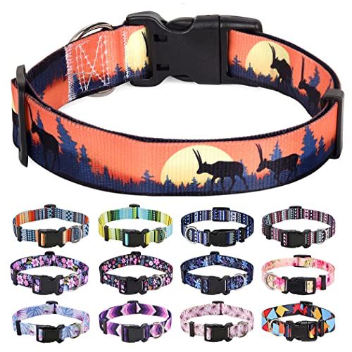 Mihqy Hundehalsband, Verstellbares, Weich & Komfort Hunde Halsband, Böhmisches, Blumen, geometrisches, Stammes Design, für Kleine, Mittlere und Große Hunde(Sonnenuntergang,L) von Mihqy