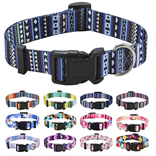 Mihqy Hundehalsband, Verstellbares, Weich & Komfort Hunde Halsband, Böhmisches, Blumen, geometrisches, Stammes Design, für Kleine, Mittlere und Große Hunde(Böhmisches Blau,M) von Mihqy