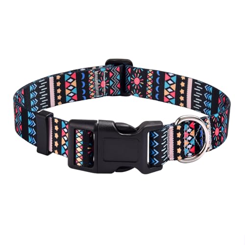 Mihqy Hundehalsband, Verstellbares, Weich & Komfort Hunde Halsband, Böhmisches, Blumen, geometrisches, Stammes Design, für Kleine, Mittlere und Große Hunde(Schwarz Böhmen,S) von Mihqy