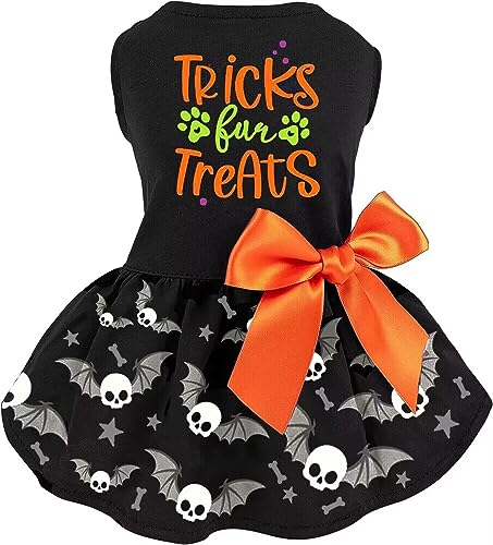 Halloween-Hundekleid, Urlaubskatze Baumwolle Outfits Totenkopf Rock für kleine Jungen und Mädchen Welpen Haustiere Doggie von Miiemiu