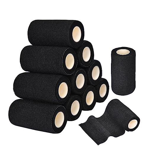 Miilovdora 12 Rollen Selbsthaftende Bandage Kohäsive Bandage Selbstklebender Verband für Vet Wrap Pet 10cm x 4,5m Elastischer Binde Bandage Haftbandage Fixierbinde für Handgelenk,Knöchel Finger von Miilovdora