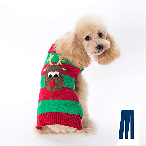 Mikayoo Hund Weihnachtspullover, Haustier Xmas Pullover, Katze Urlaub Pullover, Bowknot Design Kaltes Wetter Mantel, Urlaub Festlich Pullover für Kleine Hunde oder Katzen (Roter Hirsch XL) von Mikayoo