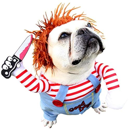 Pet Deadly Doll Dog Costume, Halloween Christmas Dog Costume Adjustable Dog & Cat Cosplay Costume for Small and Medium Pets(M) von Mikayoo