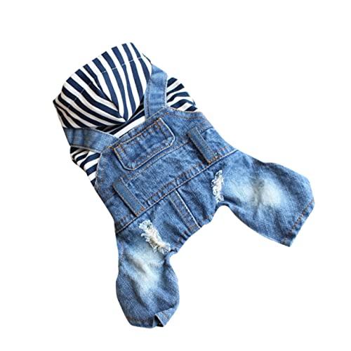 Mikikit 1 Stück Kleine Hund Jacke Strampler Jeans Denim Hundegeschirr Hund Blue Jeans Für Hunde Overall Hund Clotes Denim Kleidung Frühling Sommer Jeans Denim Jeans Hundejeans von Mikikit