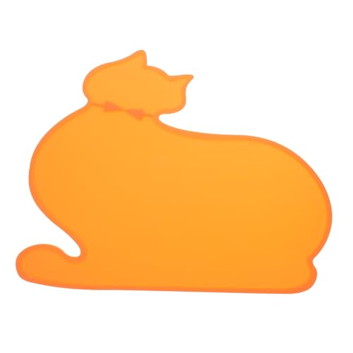 Mikikit 1pc Creative Cat Shape Silikon Haustier Tischset Wasserdichtes Futter Pad rutschfeste Haustierfütterung Tischset Wärmeisolierte Matte (orange, 47x36,5 cm) von Mikikit