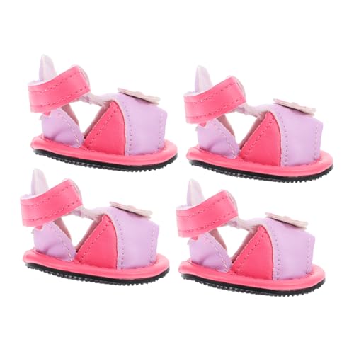 Mikikit 4 Stück Sandalen Für Hunde Stiefel Für Kleine Hunde Kauer Hundeschuhe Hundeturnschuhe Hündchen Plüsch Bausatz Sandalen Für Welpen Haustier Hundeshampoo Hausschuhe Rosa von Mikikit