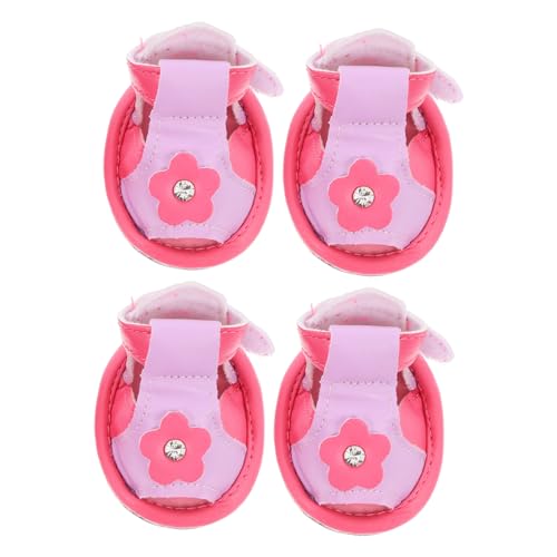 Mikikit 4 Teiliges Hundesandalen Set Hundeschuhe Aus Plüsch Hunde PIPI Pad Sandalen Für Heiße Straßen Hundesandalen Hundekegel Set Hundebalsam Hundehalsband Haustiere Katzen von Mikikit